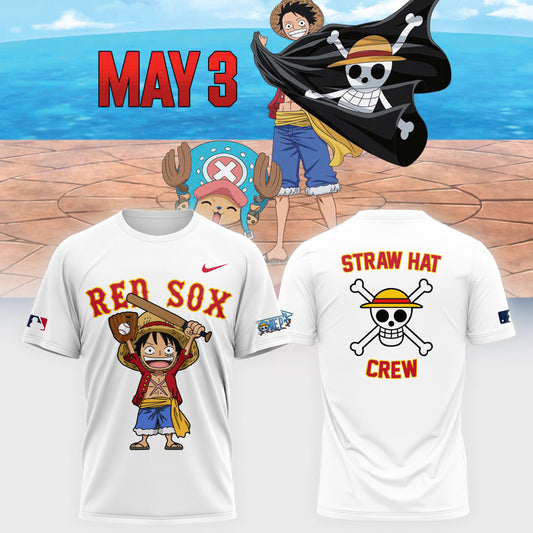 One Piece x Boston Red Sox . Latest Collaboration Tshirt