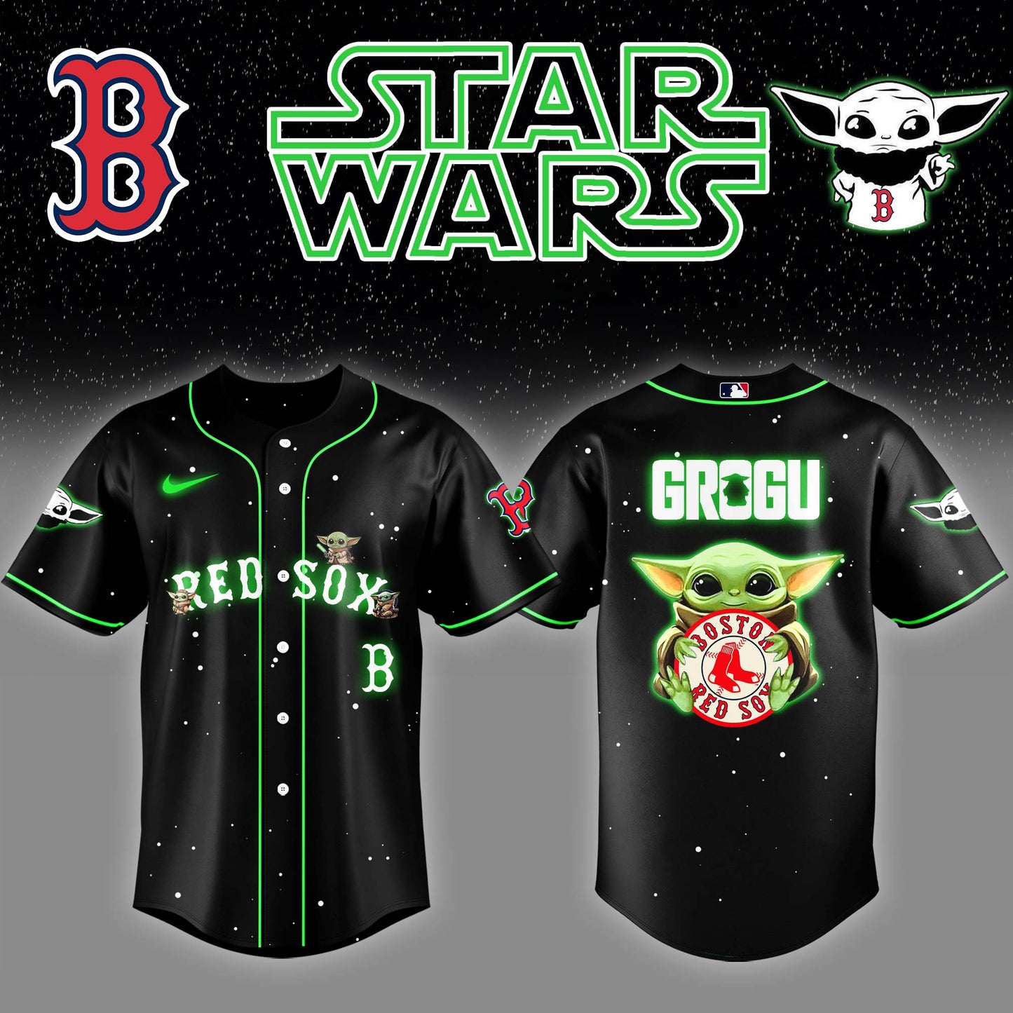 Boston Red Sox x Stars Wars Grogu Night Baseball Jersey Editions Limited