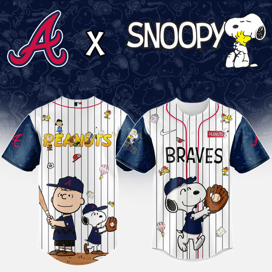 Atlanta Braves MLB “75th Anniversary of Peanuts” Snoopy Special Edition Jersey2025