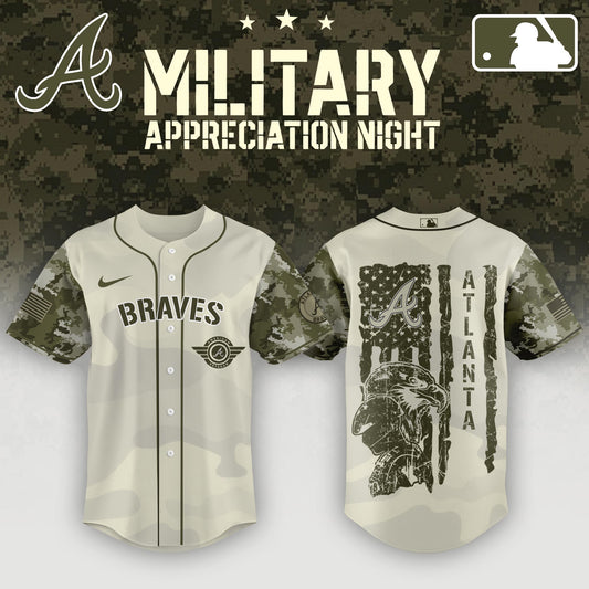 Atlanta Braves x MLB . 2025 Armed Forces Day Night Jersey Editons Limited