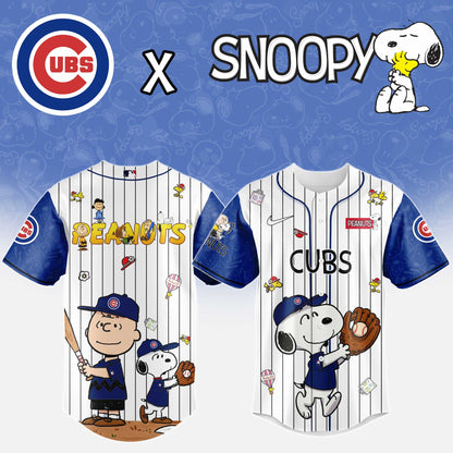 Chicago Cubs MLB “75th Anniversary of Peanuts” Snoopy Special Edition Jersey2025