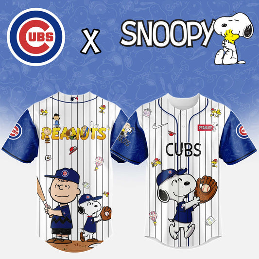 Chicago Cubs MLB “75th Anniversary of Peanuts” Snoopy Special Edition Jersey2025