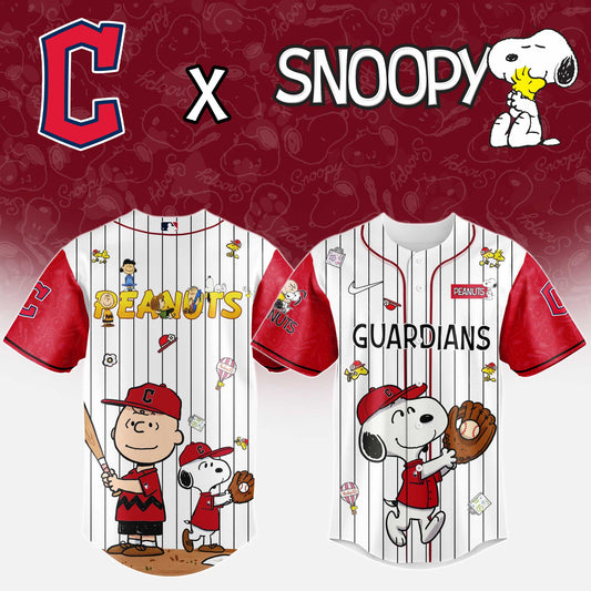 Cleveland Guardians MLB “75th Anniversary of Peanuts” Snoopy Special Edition Jersey2025