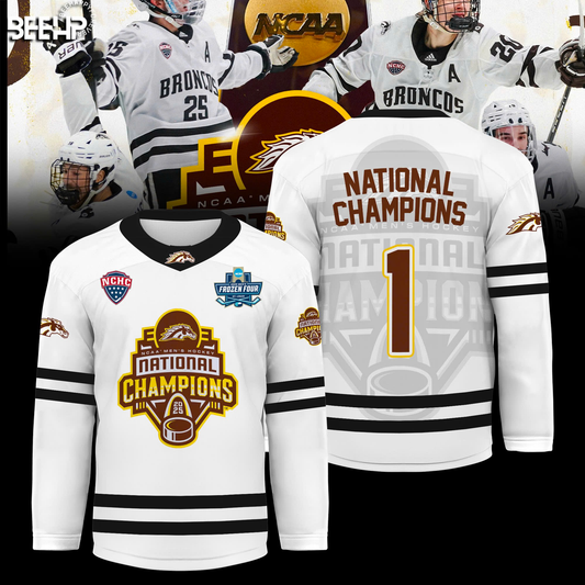 Western Michigan Broncos 2025 NCAA Frozen Four Men’s Ice Hockey National Champions Hockey Jersey