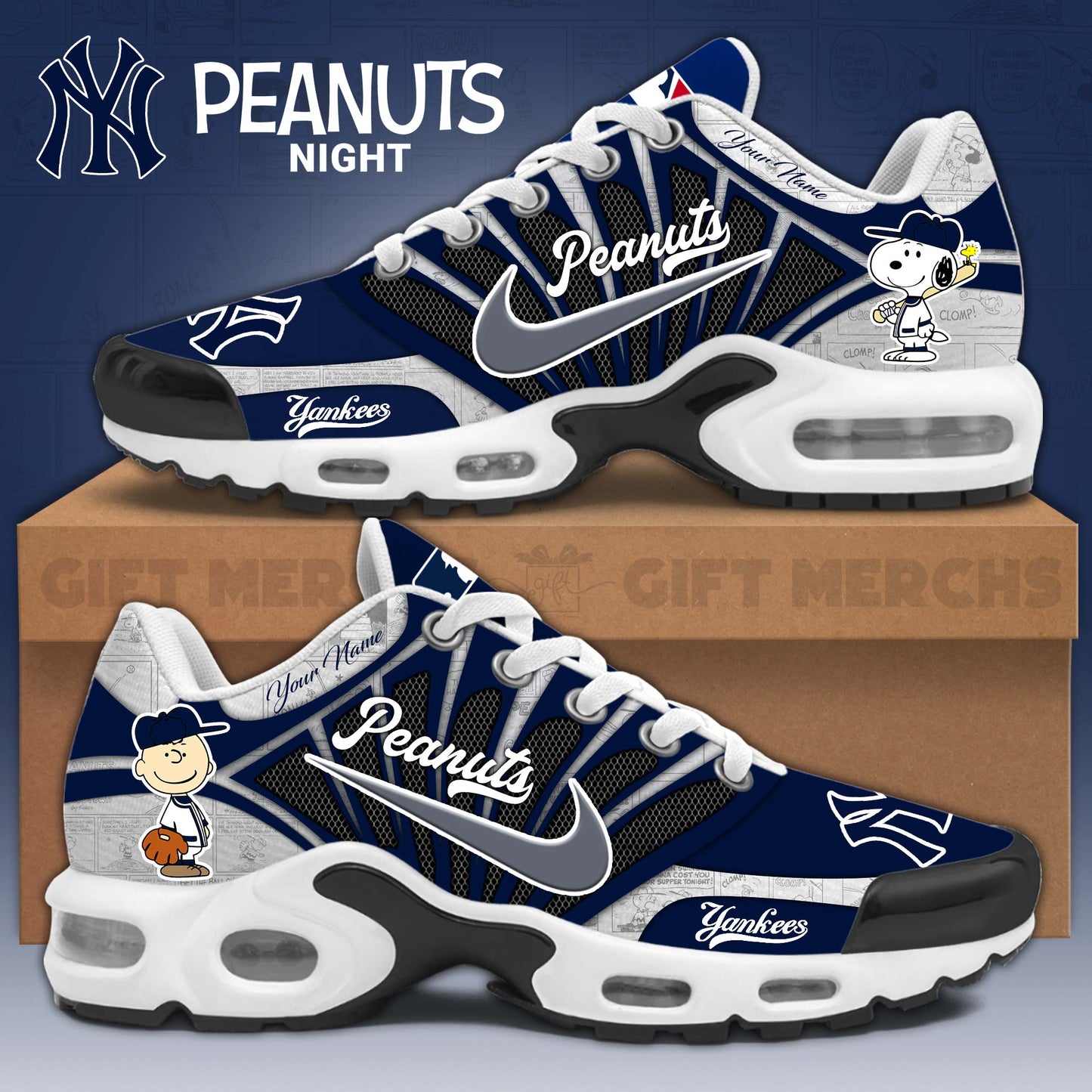 Unisex New York Yankees PEANUTS 75th Anniversary New Shoes Limited Edition