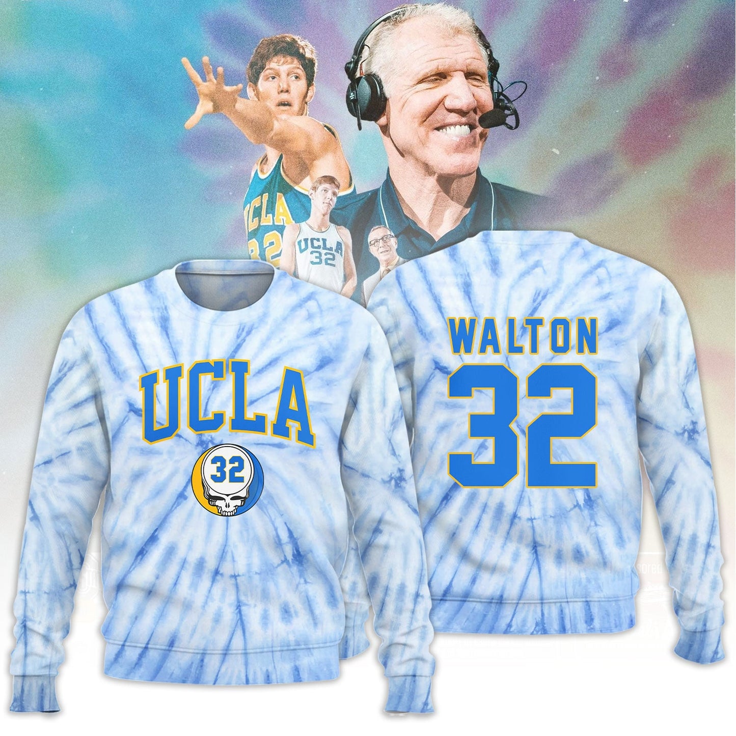 UCLA Men’s Basketball Bill Walton Tie Dye Sweatshirt