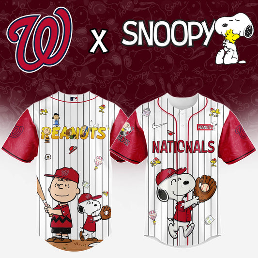 Washington Nationals MLB “75th Anniversary of Peanuts” Snoopy Special Edition Jersey2025