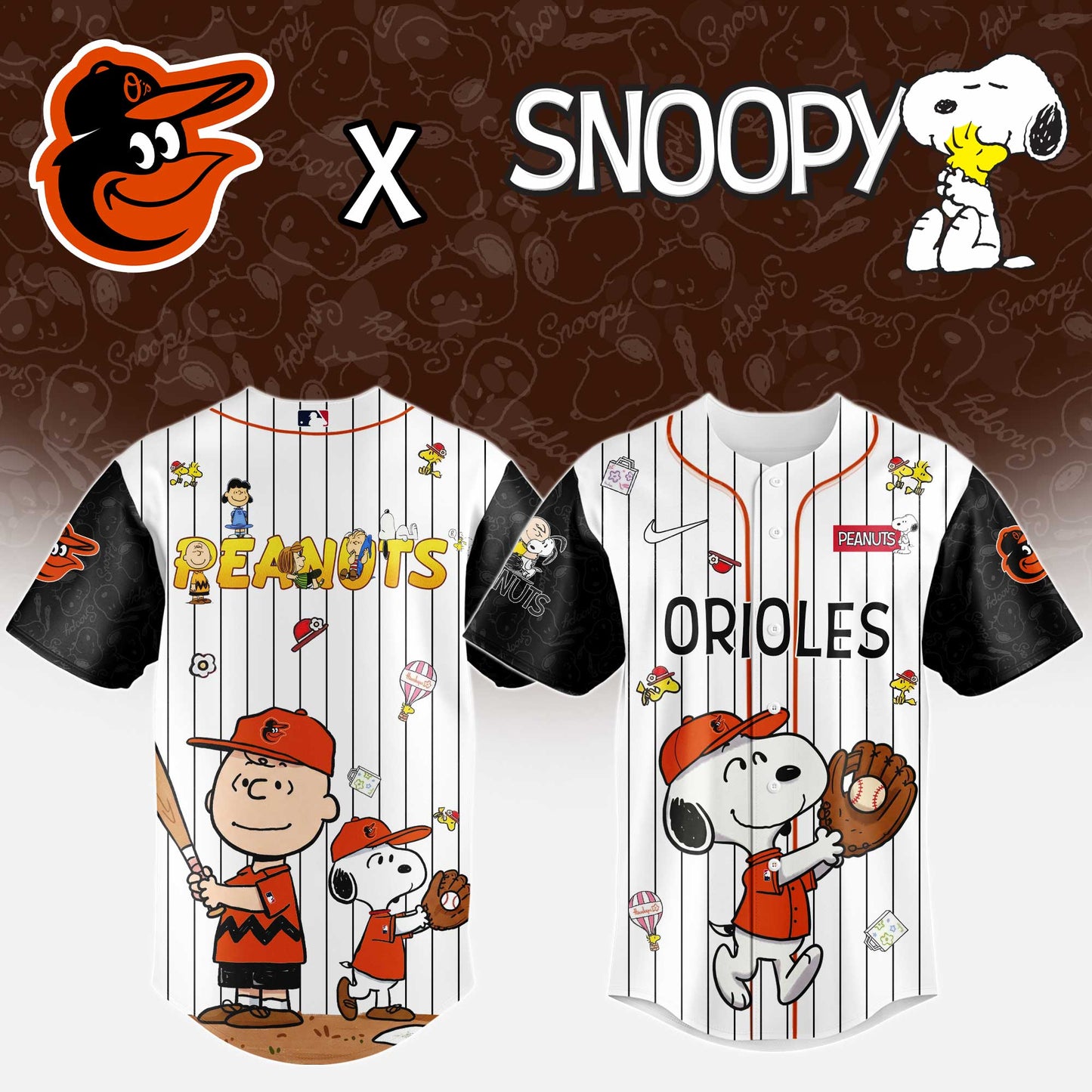 Baltimore Orioles MLB “75th Anniversary of Peanuts” Snoopy Special Edition Jersey2025