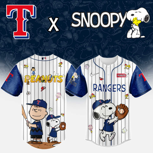 Texas Rangers MLB “75th Anniversary of Peanuts” Snoopy Special Edition Jersey2025