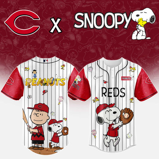 Cincinnati Reds MLB “75th Anniversary of Peanuts” Snoopy Special Edition Jersey2025