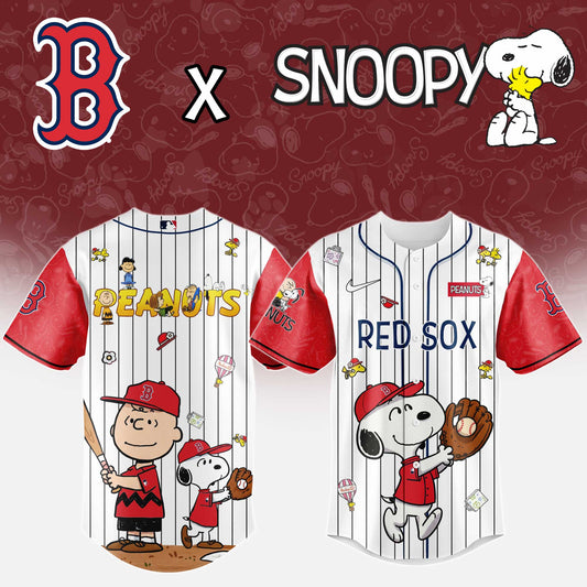 Boston Red Sox MLB “75th Anniversary of Peanuts” Snoopy Special Edition Jersey2025