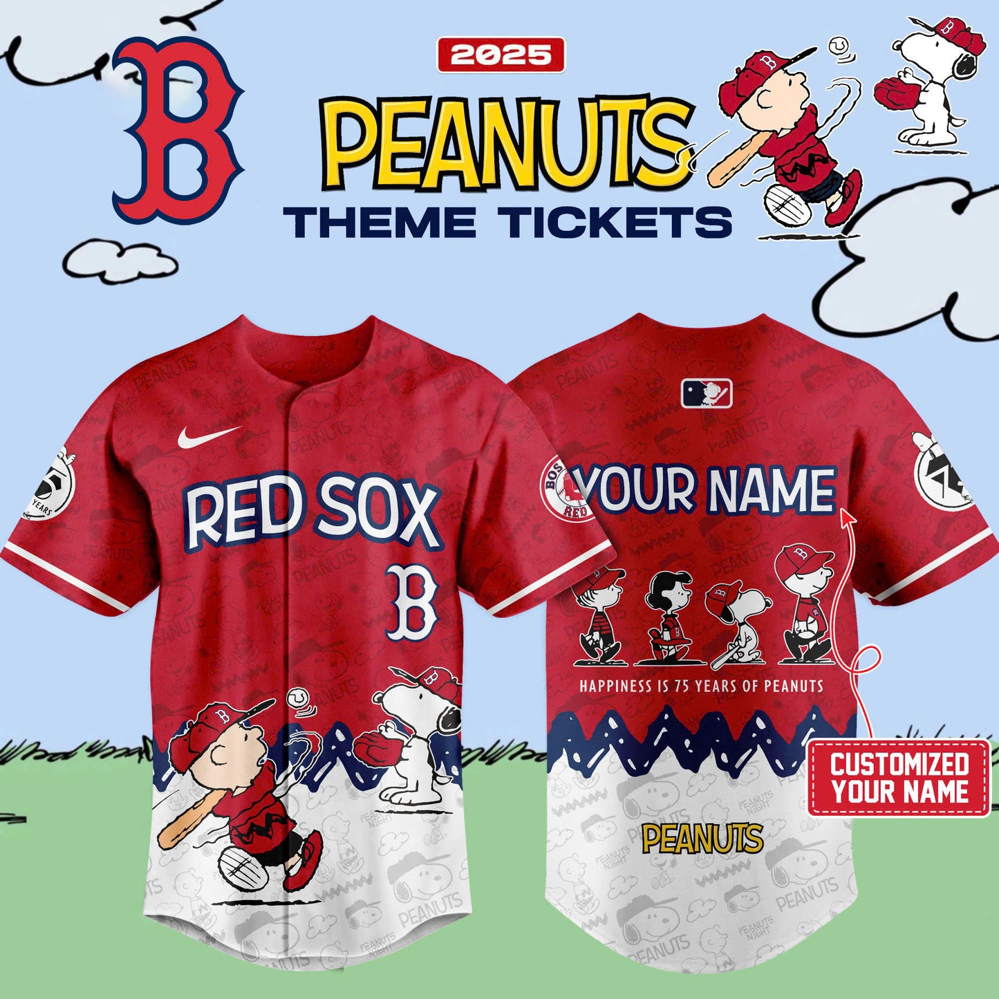 Boston Red Sox x 75th Anniversary Of Peanuts Limited Edition Jersey 2025